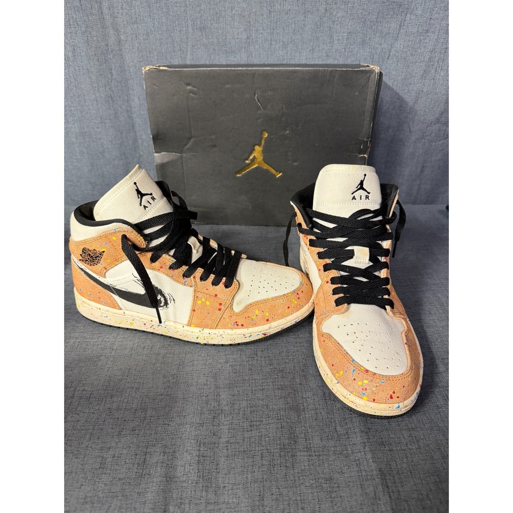 Nike DA8005-100 Air Jordan 1 SE Mid Brushstroke Paint Splatter Mens SZ 8.5